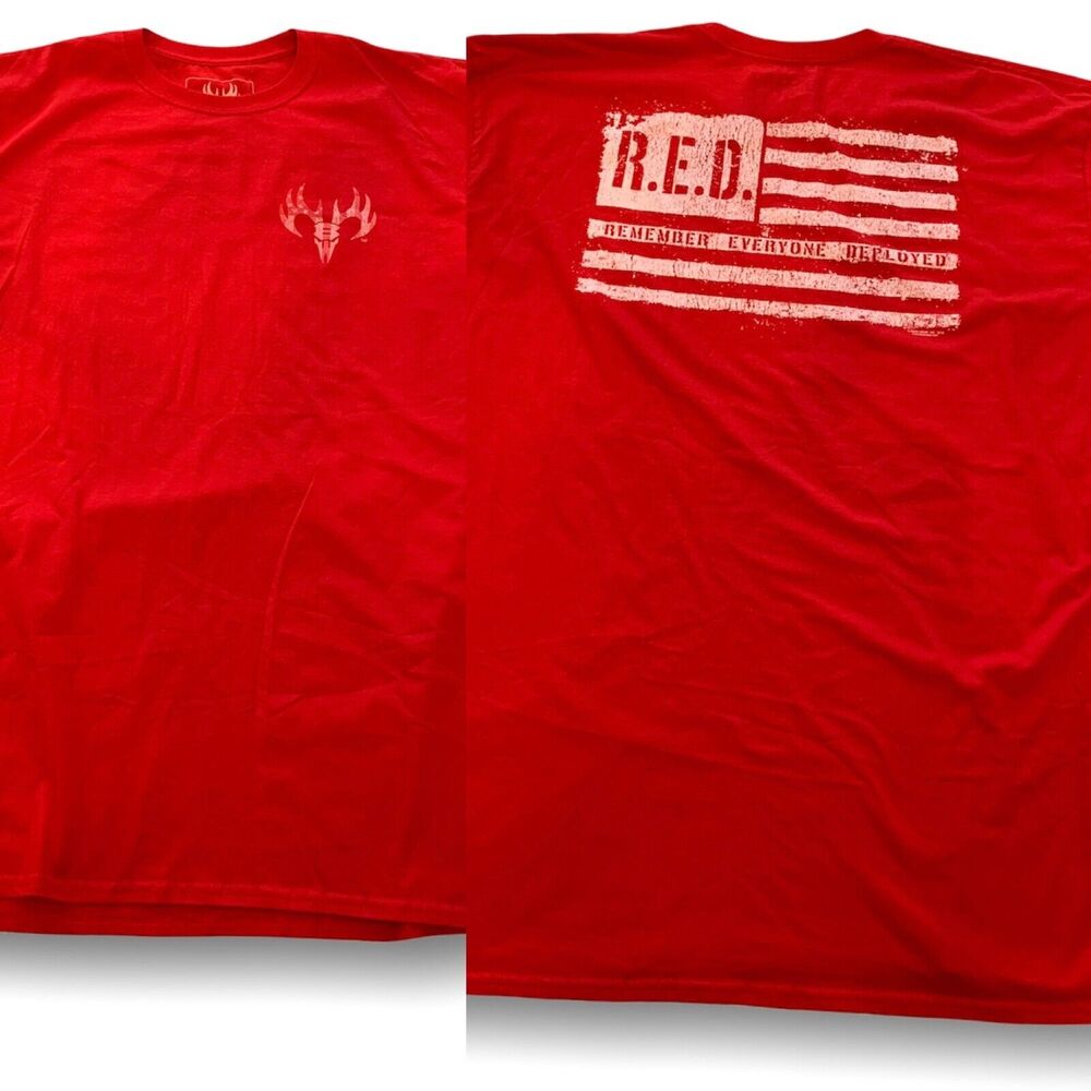 3XL Buck Wear Mens Short Sleeve Red Tshirt White Logo 100% Cotton
